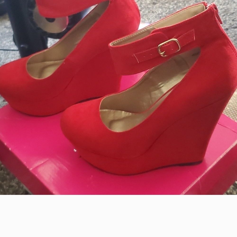 Red Wedge Heels